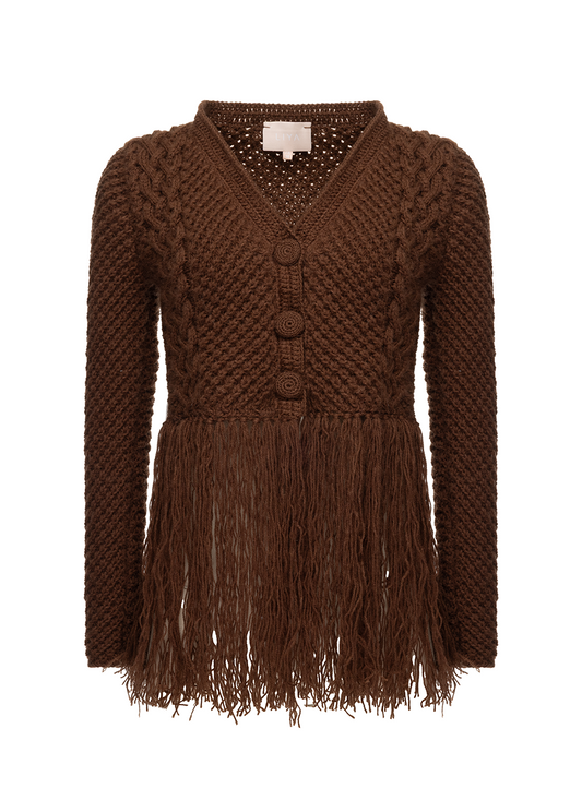 BROWN JACKET WITH FRINGES