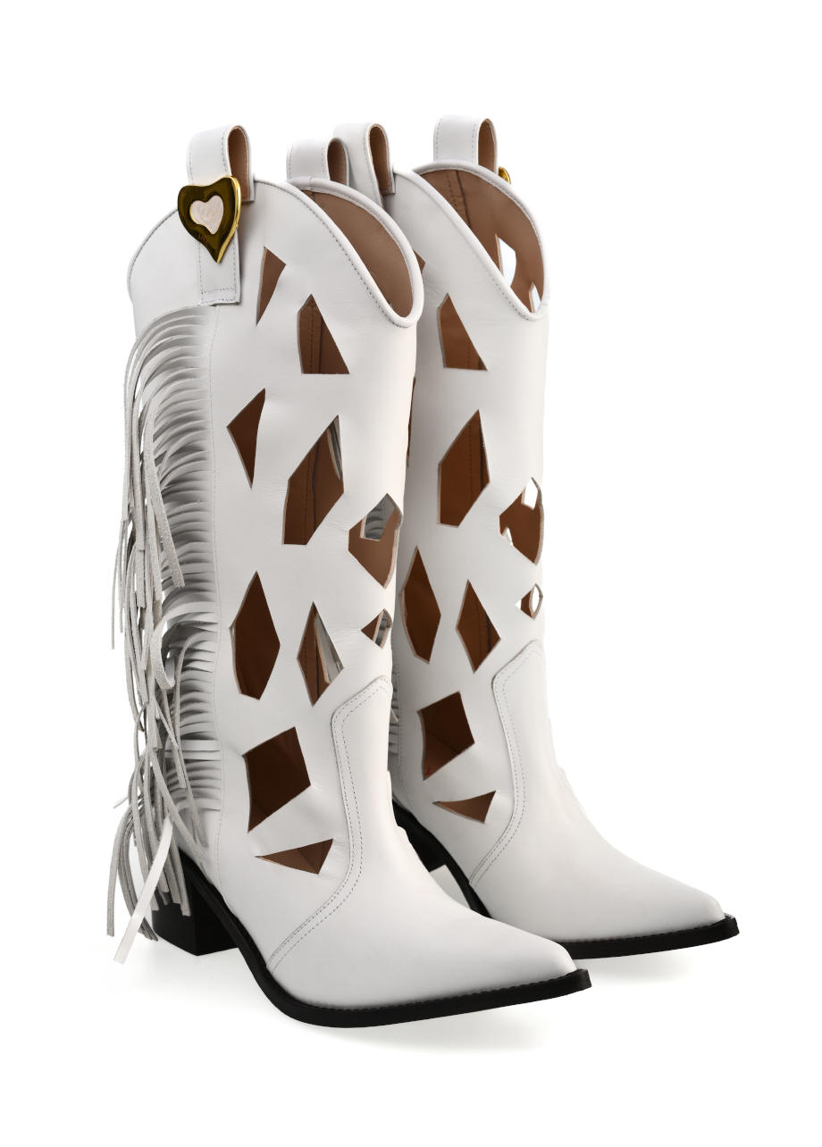 JOLENE WHITE COWBOY BOOTS