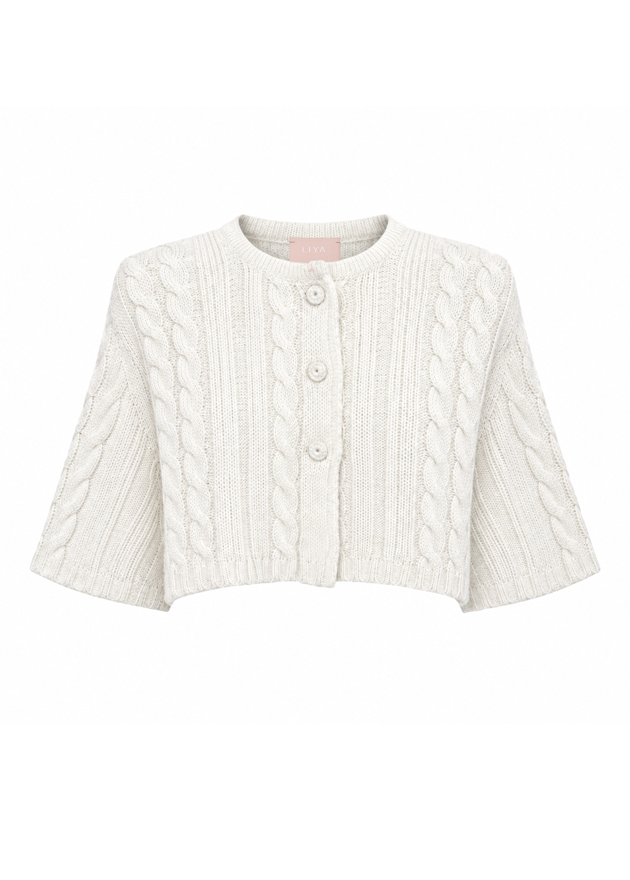 IVORY CABLE KNIT CAPE