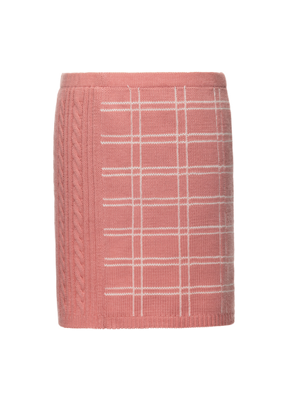 PINK CHECKED KNIT SKIRT