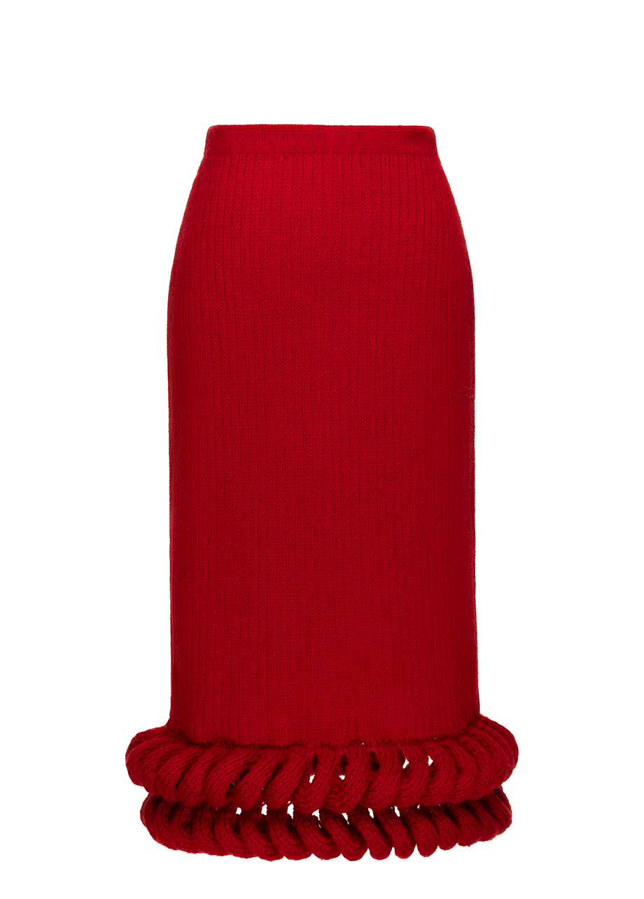 RED BRAIDED SKIRT