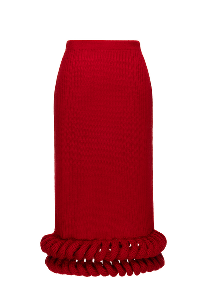 RED BRAIDED SKIRT