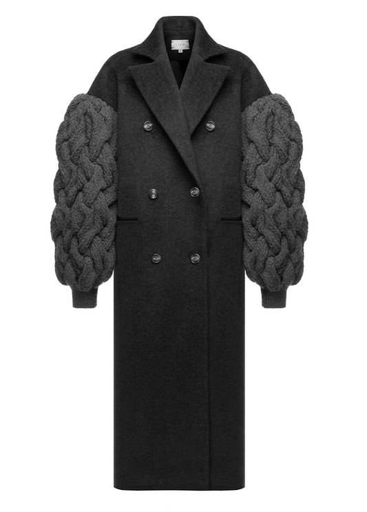 CHARCOAL KNIT SLEEVE COAT