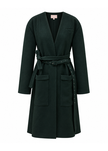 FOREST GREEN BELTED COAT