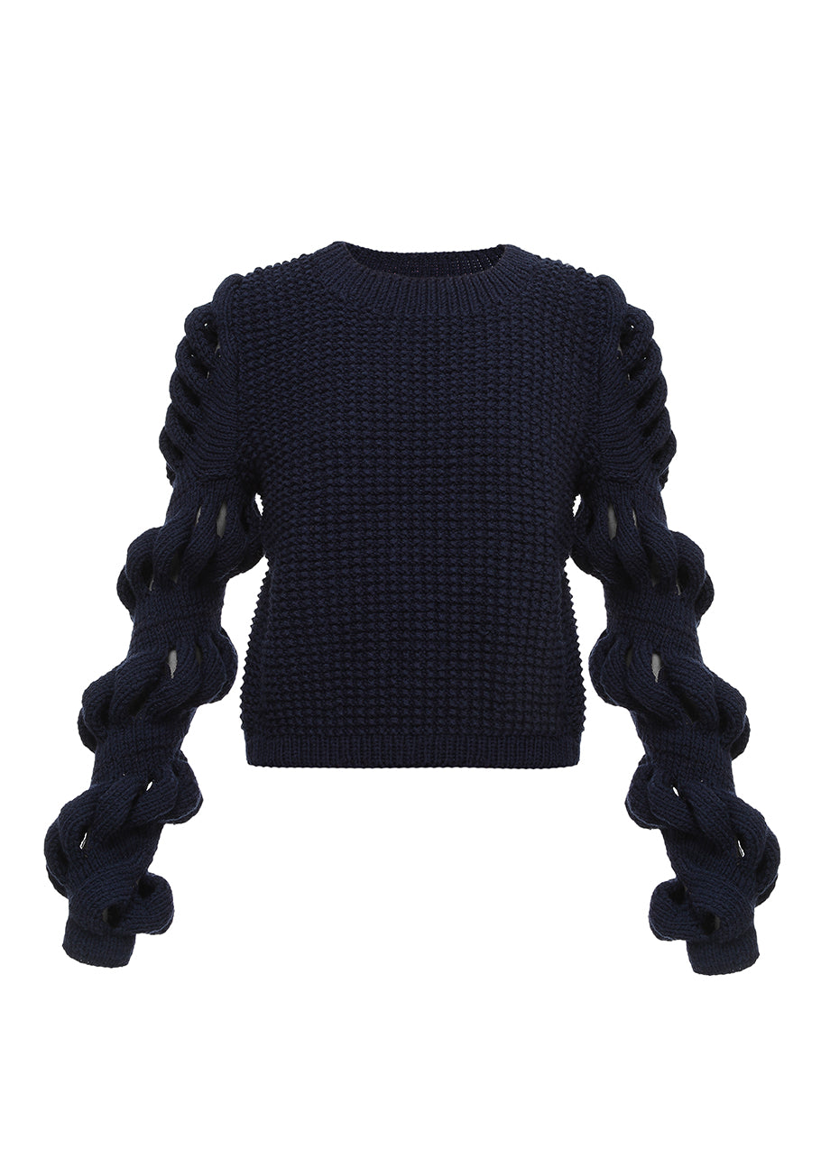 HAND KNITTED BLUE SWEATER