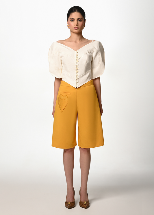 MUSTARD BERMUDA SHORTS