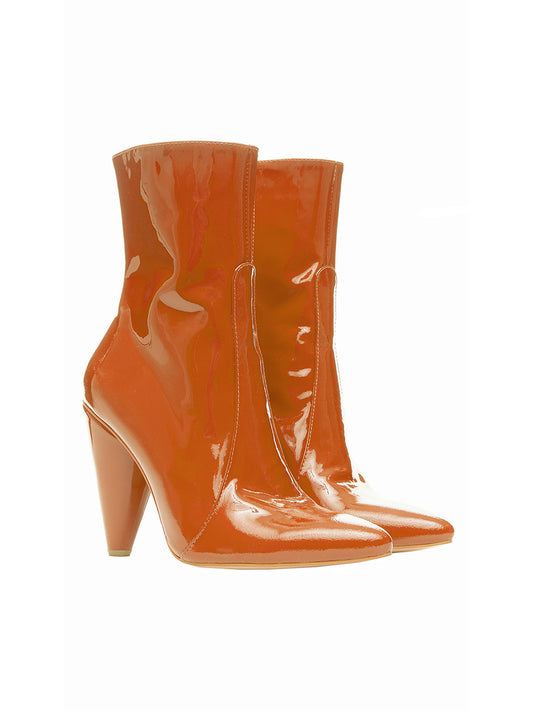 Orange Patent Leather Boots