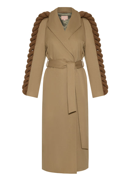 PECAN KNITTED SLEEVES TRENCH