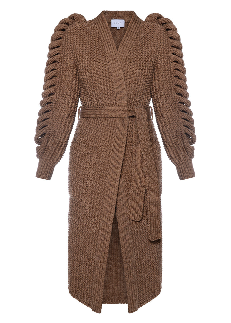 BROWN HAND KNITTED COAT