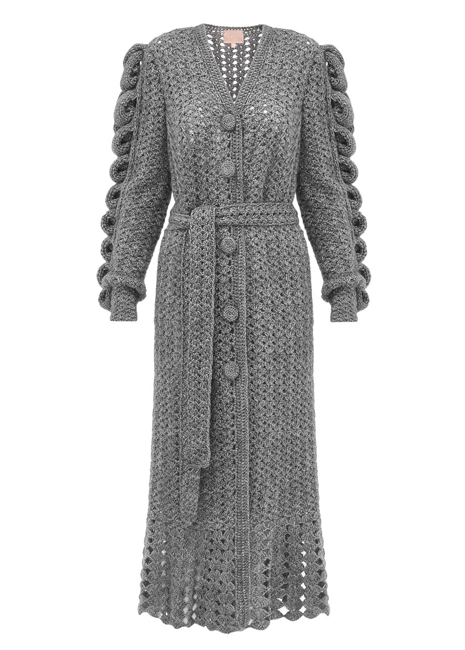 HAND KNITTED GRAY COAT