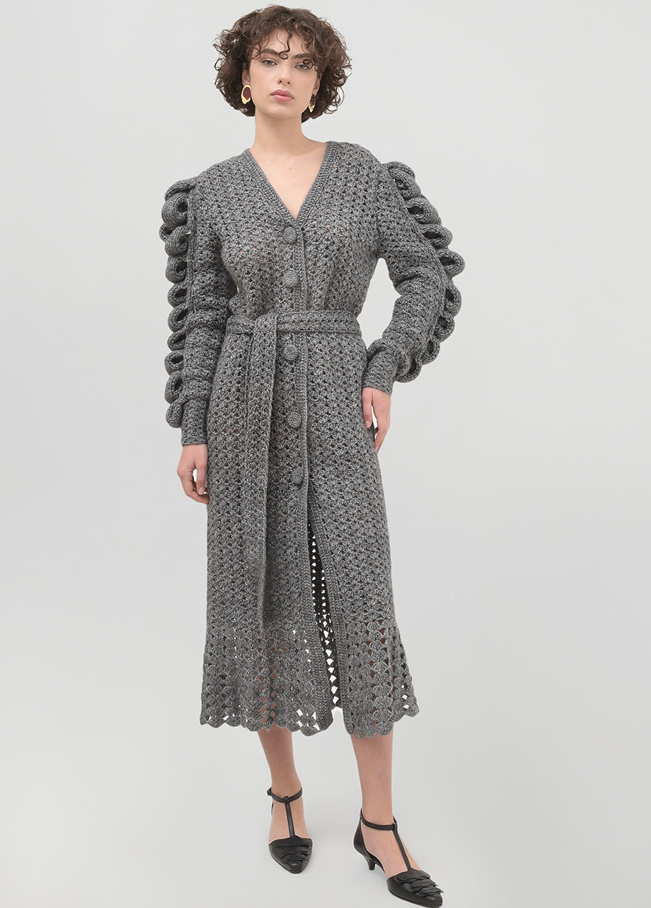 HAND KNITTED GRAY COAT