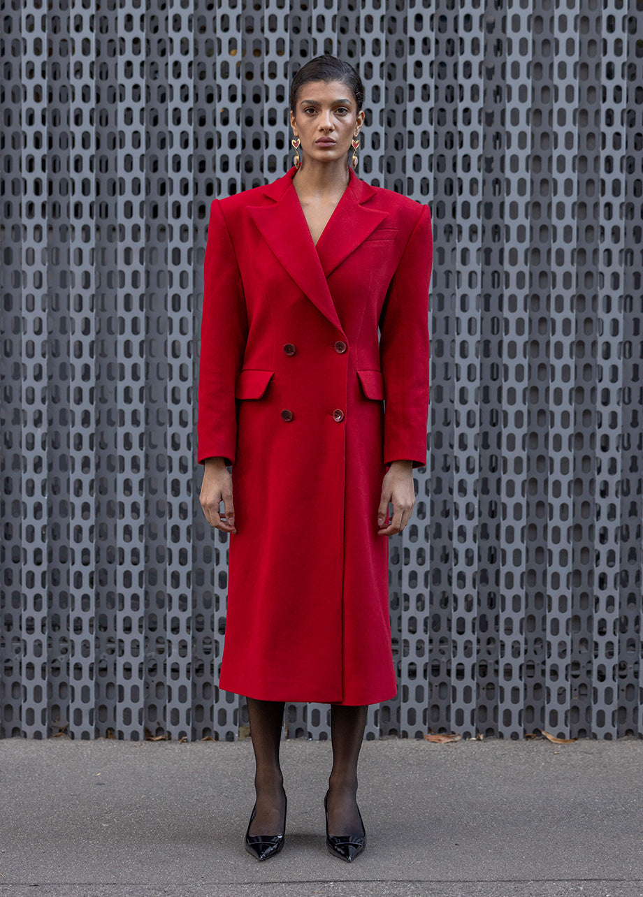 DOUBLE-BREASTED WOOL COAT