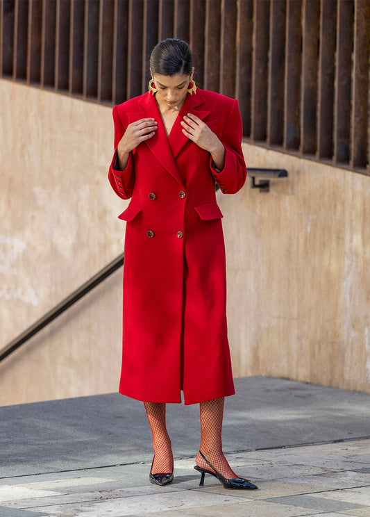 DOUBLE-BREASTED WOOL COAT