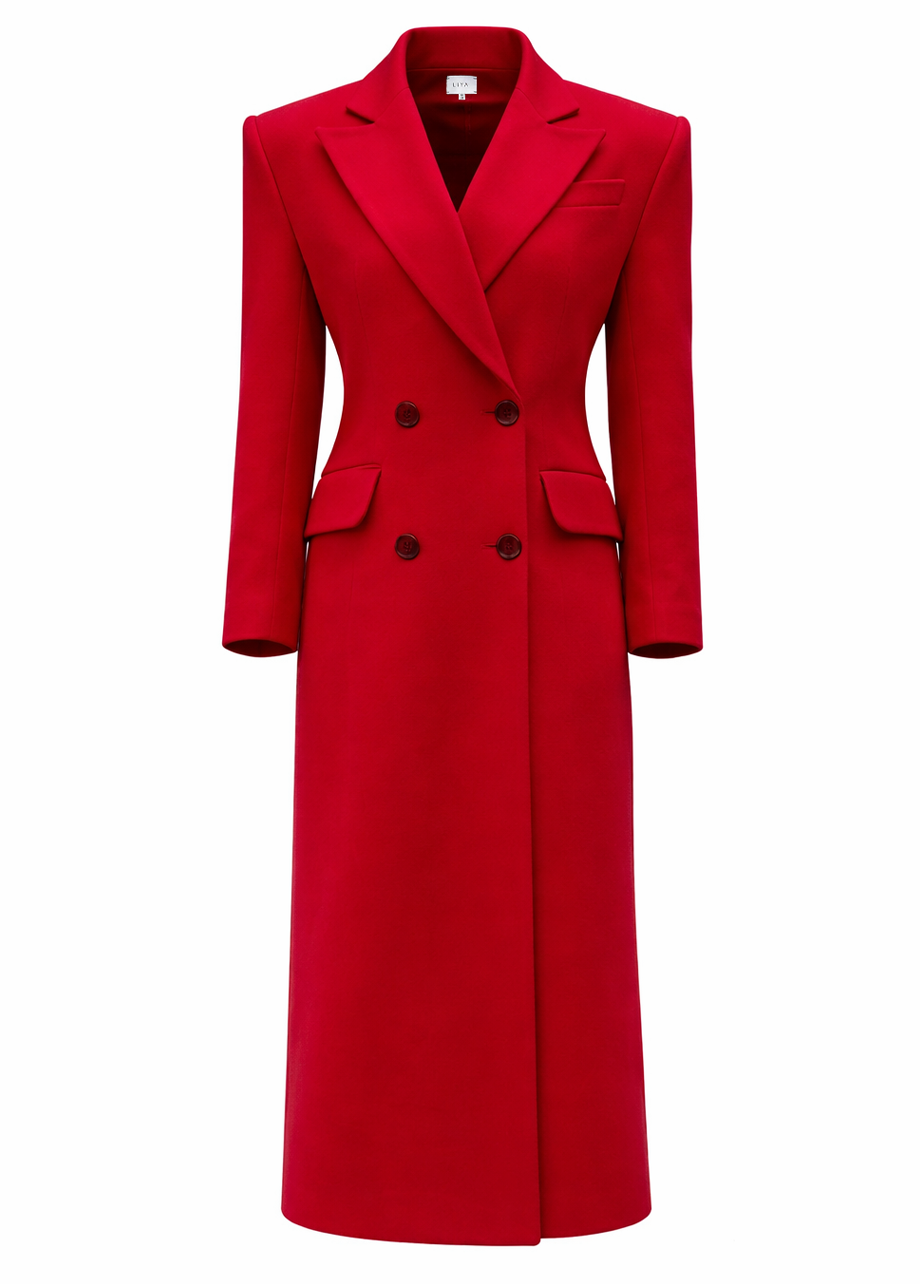 DOUBLE-BREASTED WOOL COAT