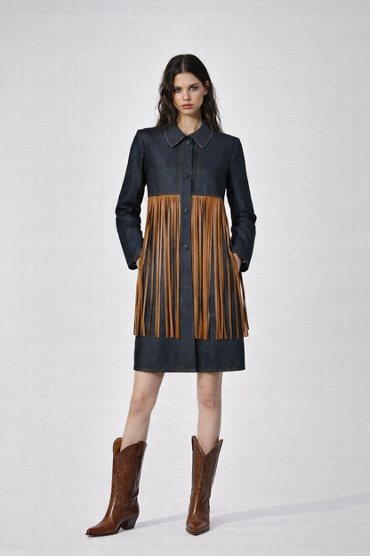 TRENCH-DRESS WITH FRINGES