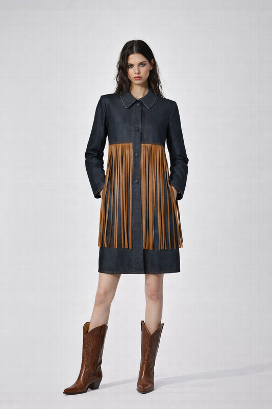 TRENCH-DRESS WITH FRINGES