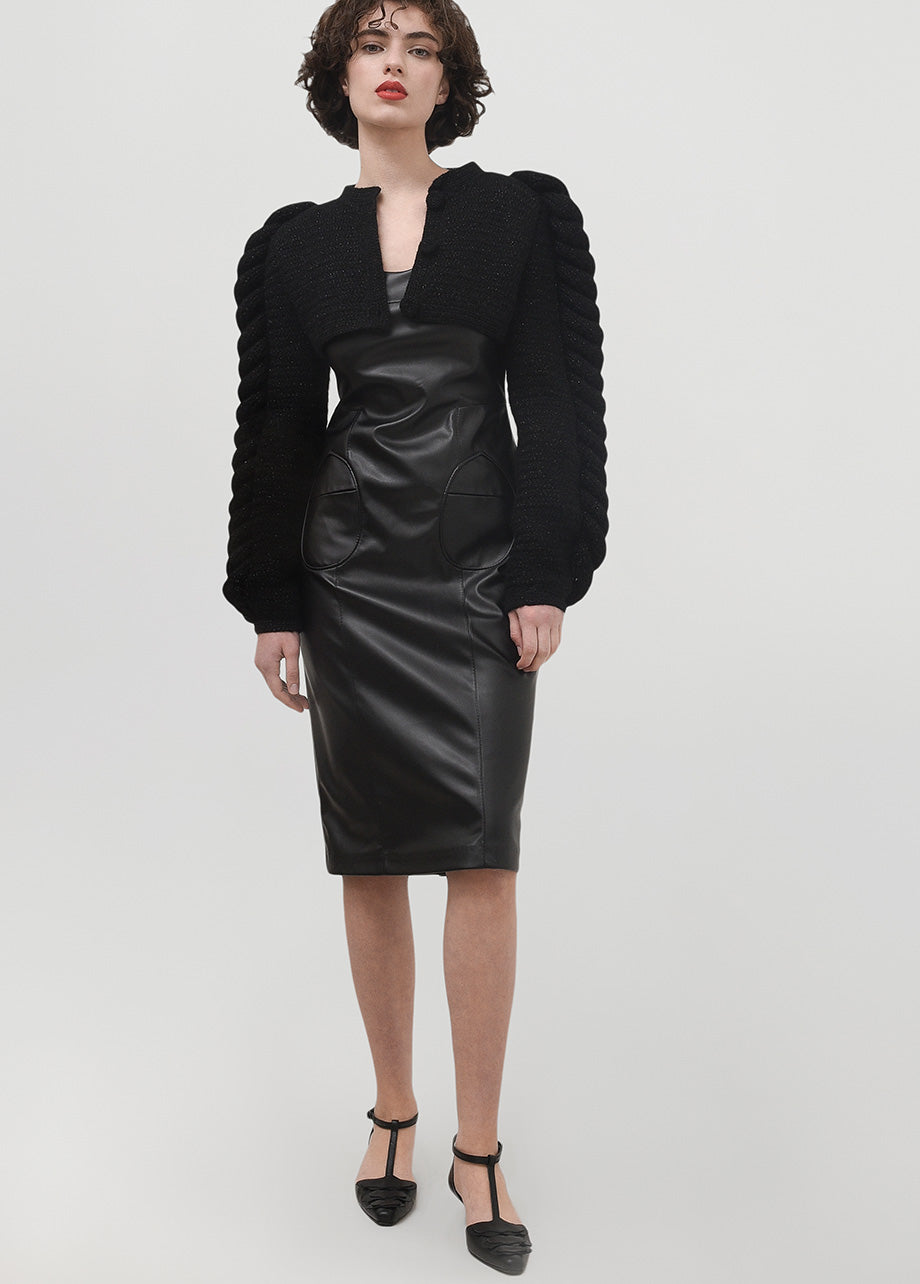 POWER LEATHER SILHOUETTE DRESS