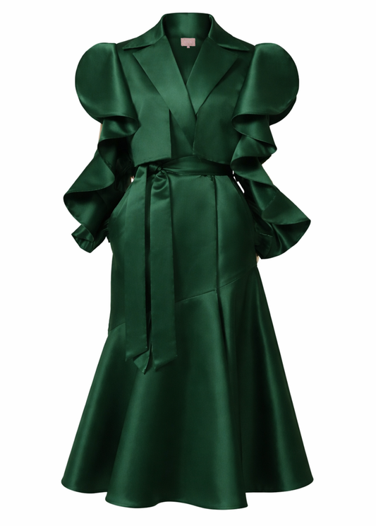 GREEN TRENCH-DRESS