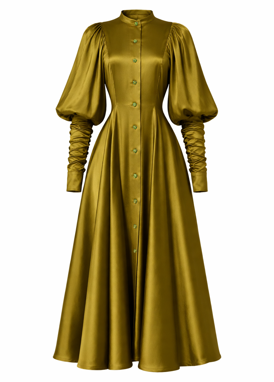 KHAKI SILK DRESS
