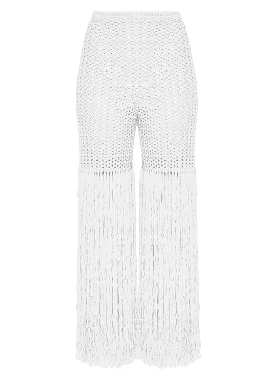 WHITE FRINGE SHORTS