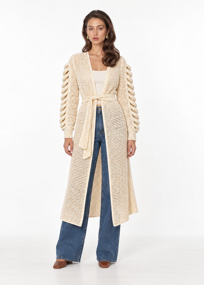 IVORY CABLE CARDIGAN