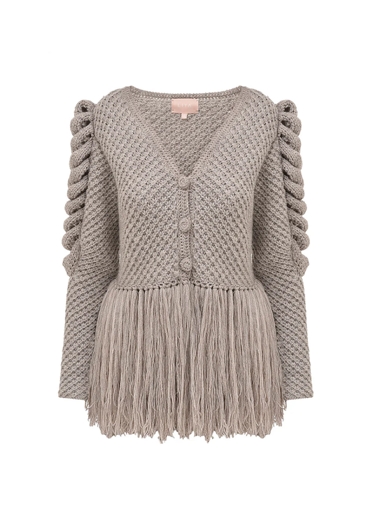 CREAM CARDIGAN WITH FRINGES