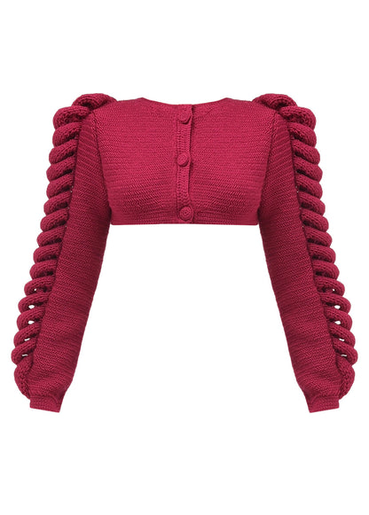 CROPPED KNITTED BERRY JACKET