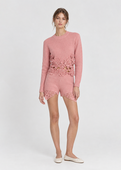 PETAL PINK KNIT SHORTS