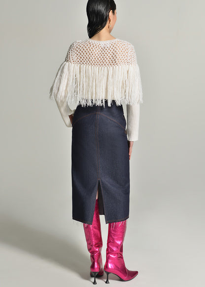 KNITTED SWEATER WITH FRINGES 