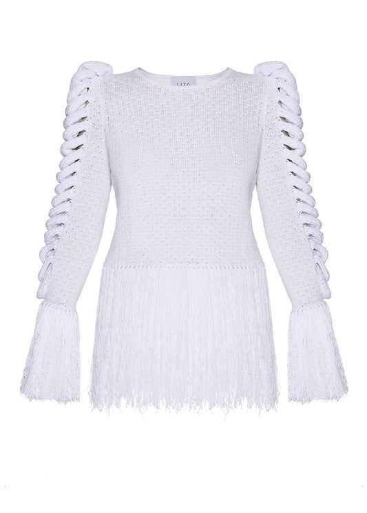 BOAT NECK FRINGE TOP