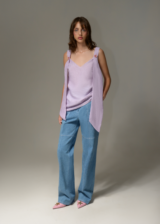 TWIN STRIPE LILAC TOP