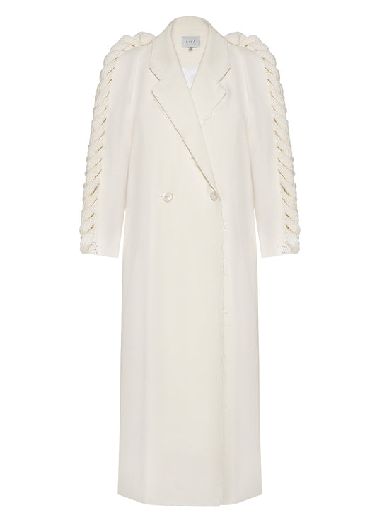 DENIM KNITTED SLEEVES TRENCH