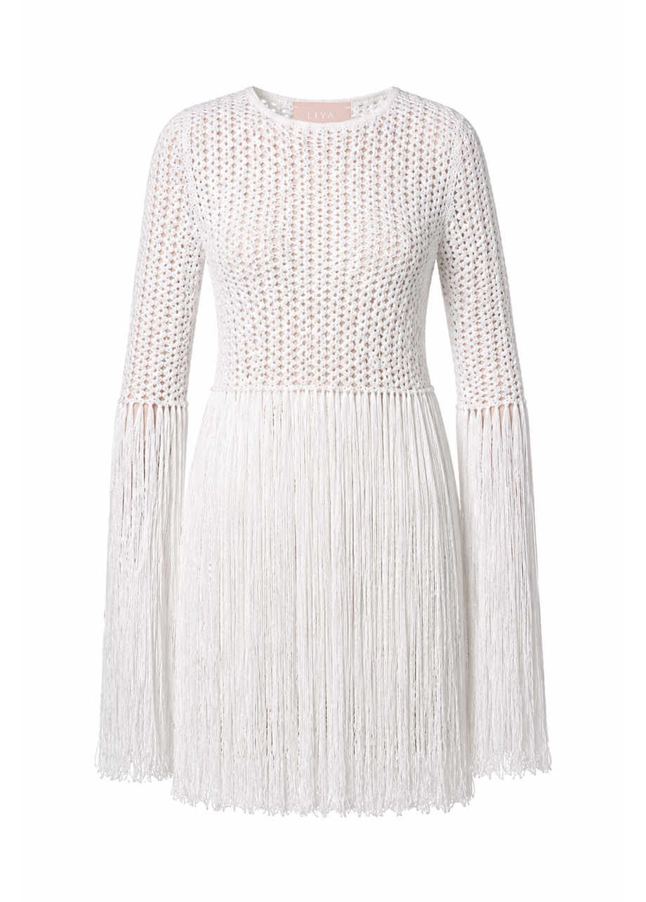WHITE FRINGE TOP