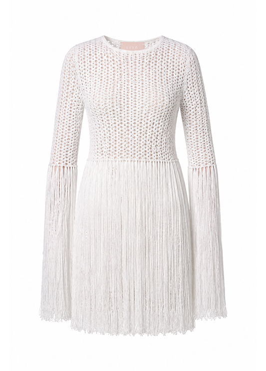 WHITE FRINGE TOP