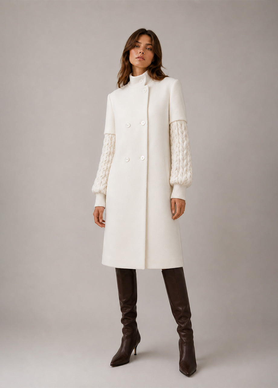 IVORY KNIT SLEEVE COAT