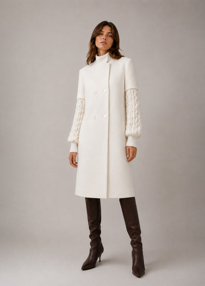IVORY KNIT SLEEVE COAT