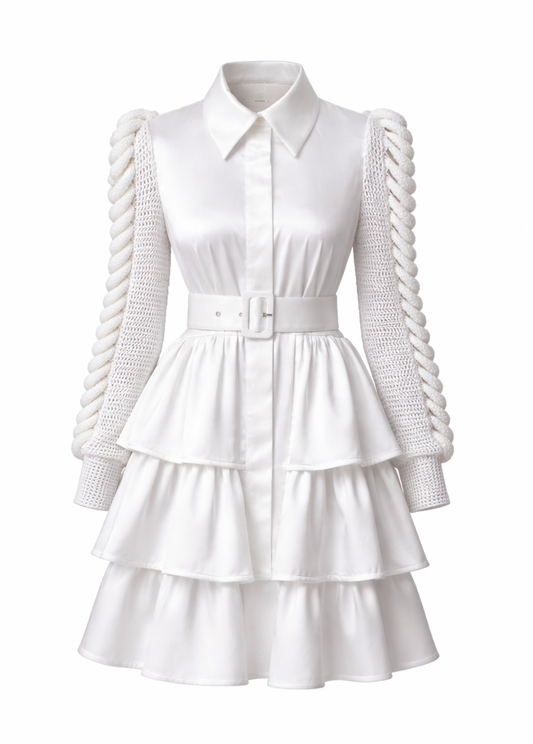 IVORY STATEMENT SLEEVE DRESS