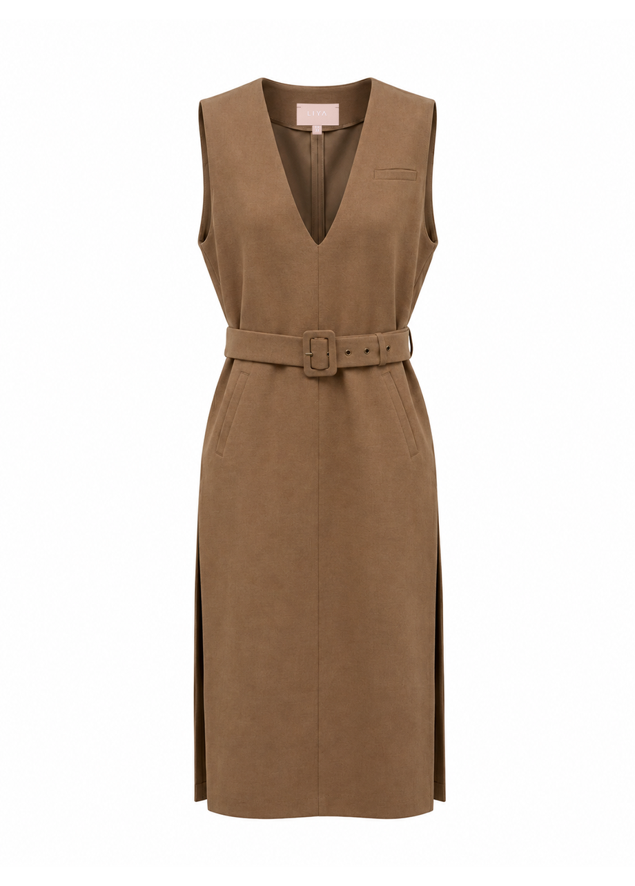 BROWN VEST DRESS