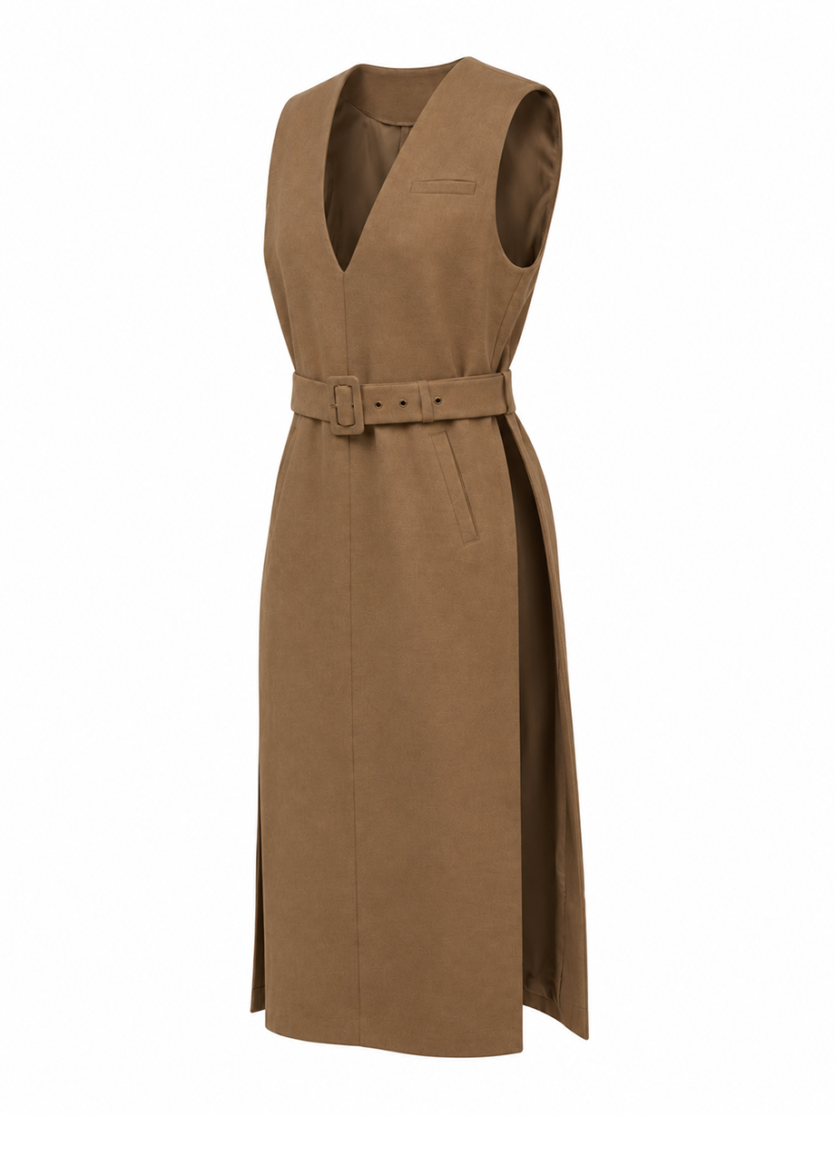 BROWN VEST DRESS
