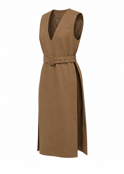 BROWN VEST DRESS