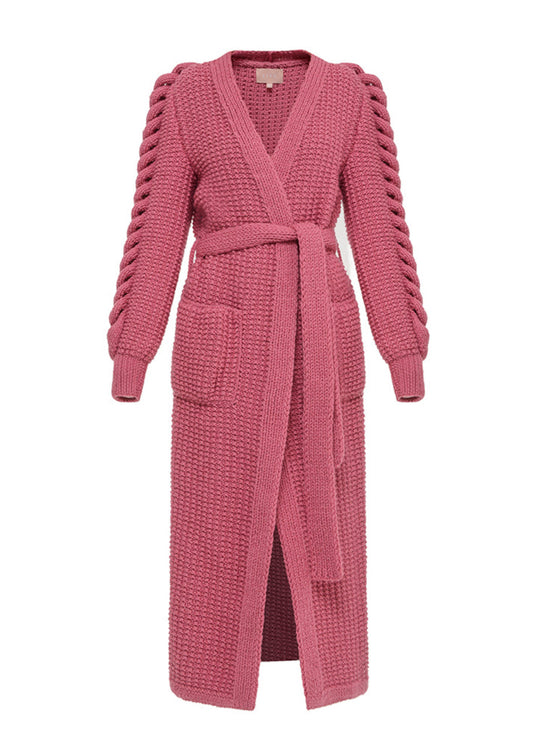 HAND KNITTED PINK COAT