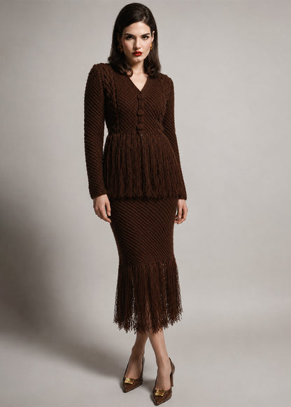 BROWN JACKET WITH FRINGES