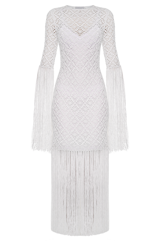 WHITE FRINGE DRESS