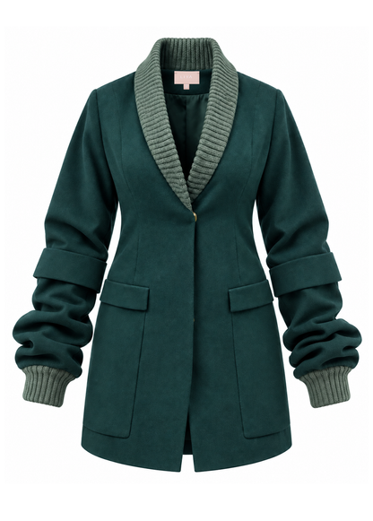 TEAL KNIT COLLAR COAT