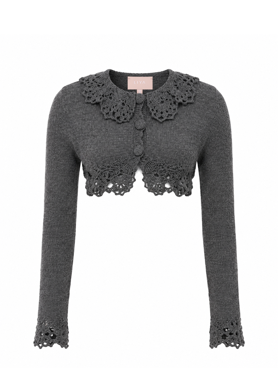 GREY CROCHET CARDIGAN
