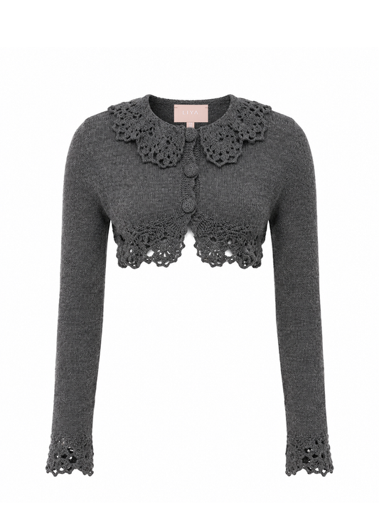GREY CROCHET CARDIGAN