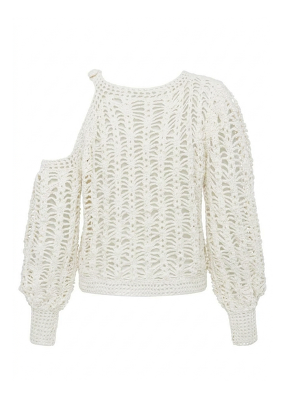 BARE SHOULDER WHITE SWEATER