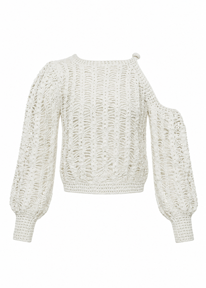 BARE SHOULDER WHITE SWEATER