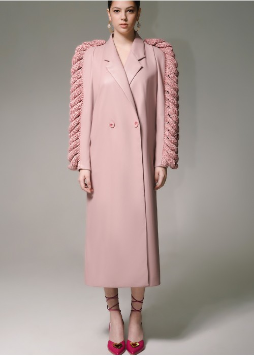 PINK KNITTED SLEEVES TRENCH