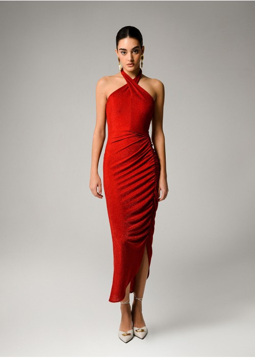 TWISTED NECK RED DRESS